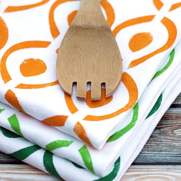 Stenciled Tea Towels