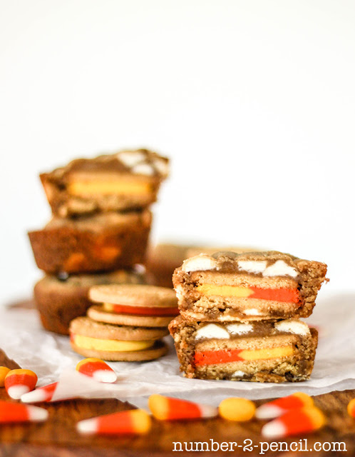 Candy Corn Oreo Stuffed White Chocolate Chip Cookies