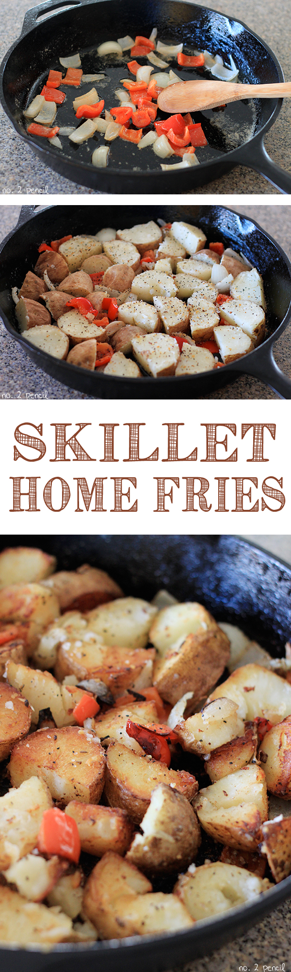 Skillet Home Fries - golden crispy breakfast potatoes. So good, you don't need ketchup!
