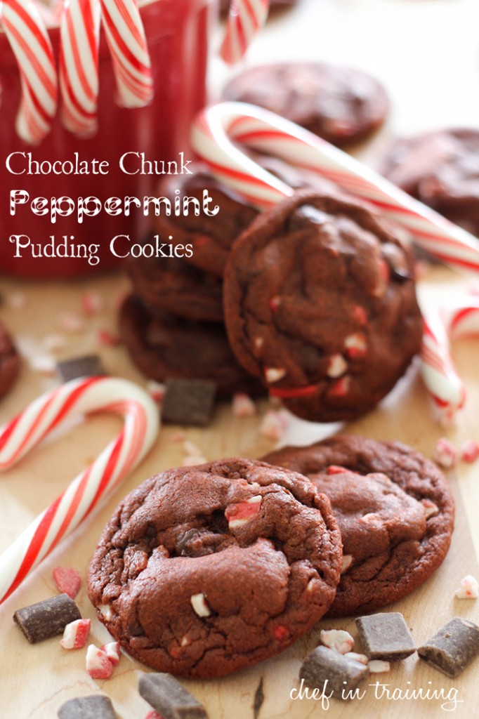 Chocolate Chunk Peppermint Pudding Cookies