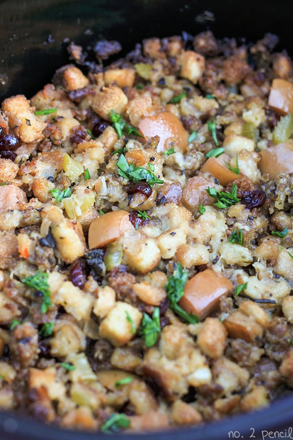 Sausage and Apple Stuffing from Number 2 Pencil | What to bring to friendsgiving