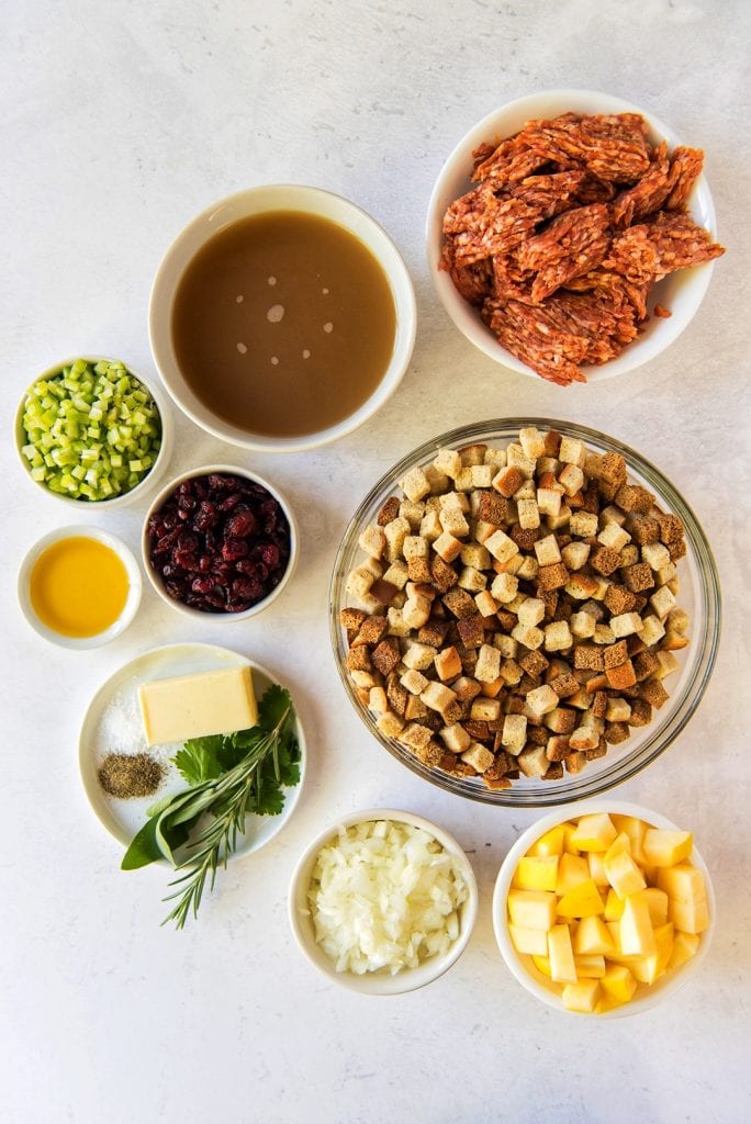 Ingredients for Slow Cooker Thanksgiving Stuffing