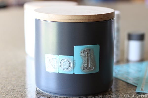 DIY Stenciled Kitchen Canisters