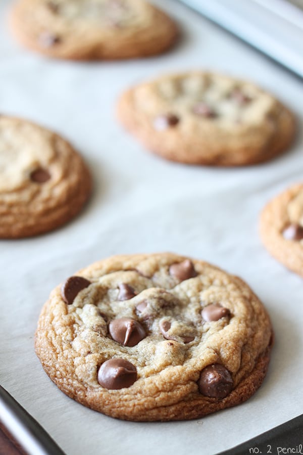 Perfect Chocolate Chip Cookies - no waiting for butter to soften or dough to chill. 