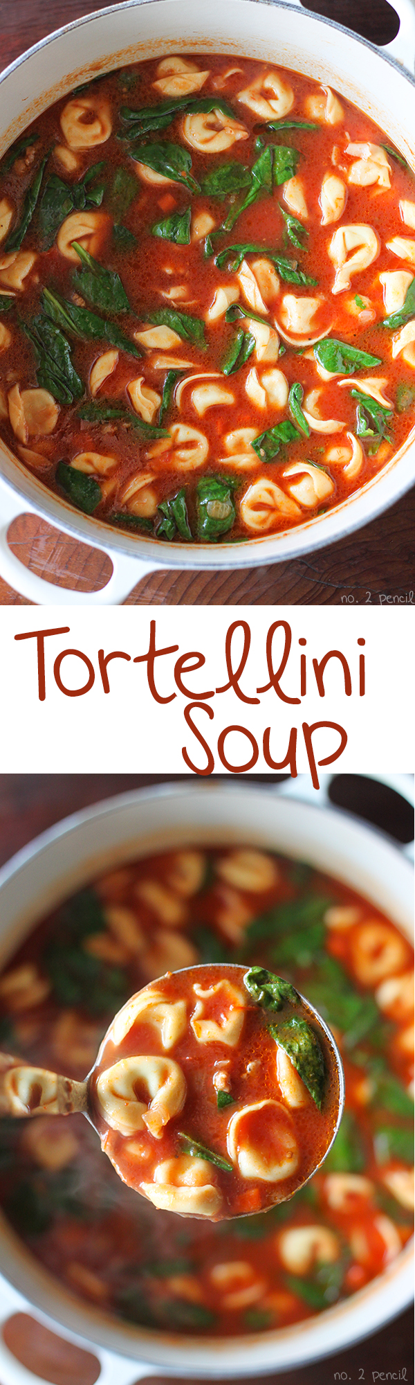 Tortellini Soup - sausage, tomatoes, baby spinach and fresh tortellini. This soup is packed with flavor! 