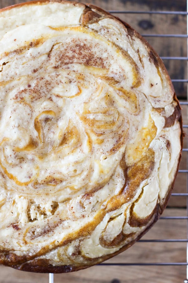Slow Cooker Cream Cheese Swirl Pumpkin Bread - homemade pumpkin bread with a decadent cream cheese swirl baked right in the slow cooker! 
