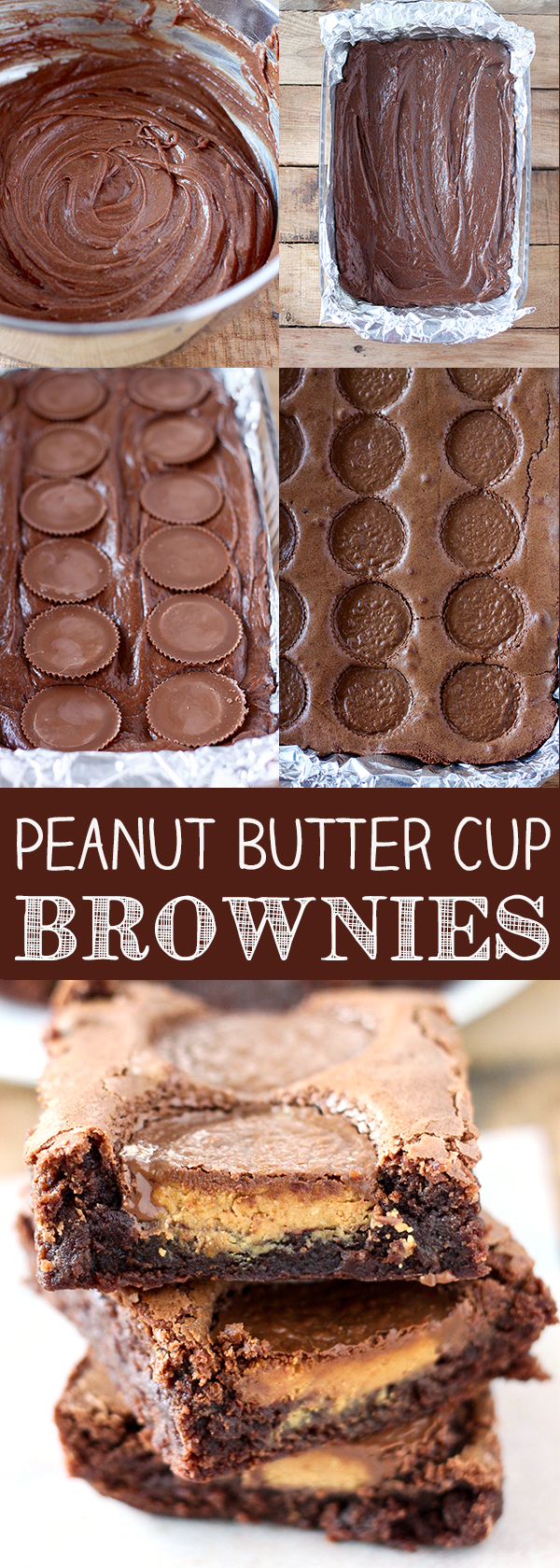 Reese's Peanut Butter Cup Brownies - homemade brownies with real peanut butter cups baked right in. 