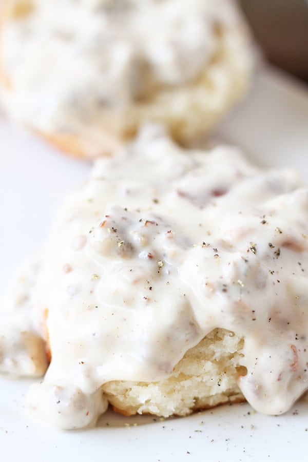 Homemade Buttermilk Biscuits and Sawmill Sausage Gravy
