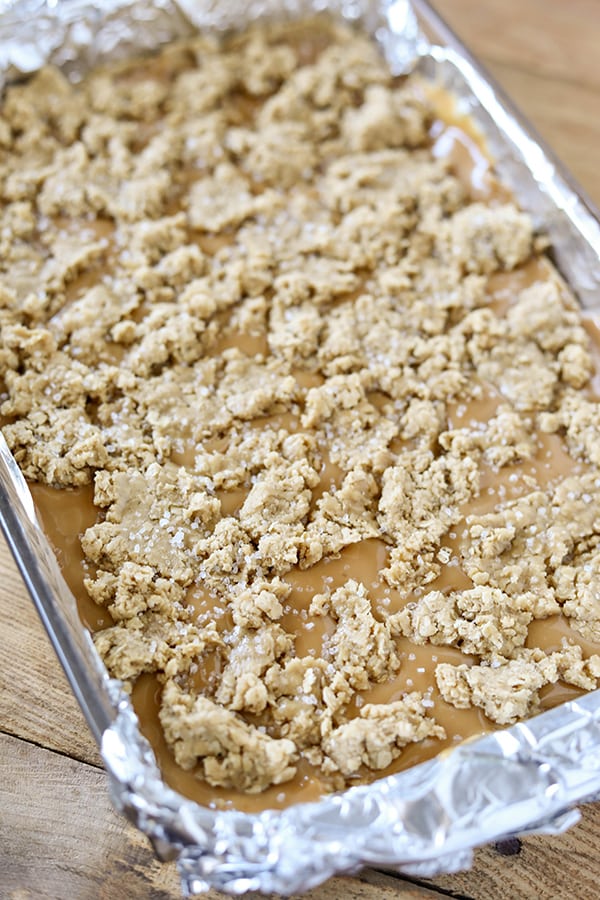 Salted Caramel Revel Bars -buttery oatmeal cookie bars with a rich and delicious salted caramel filling.