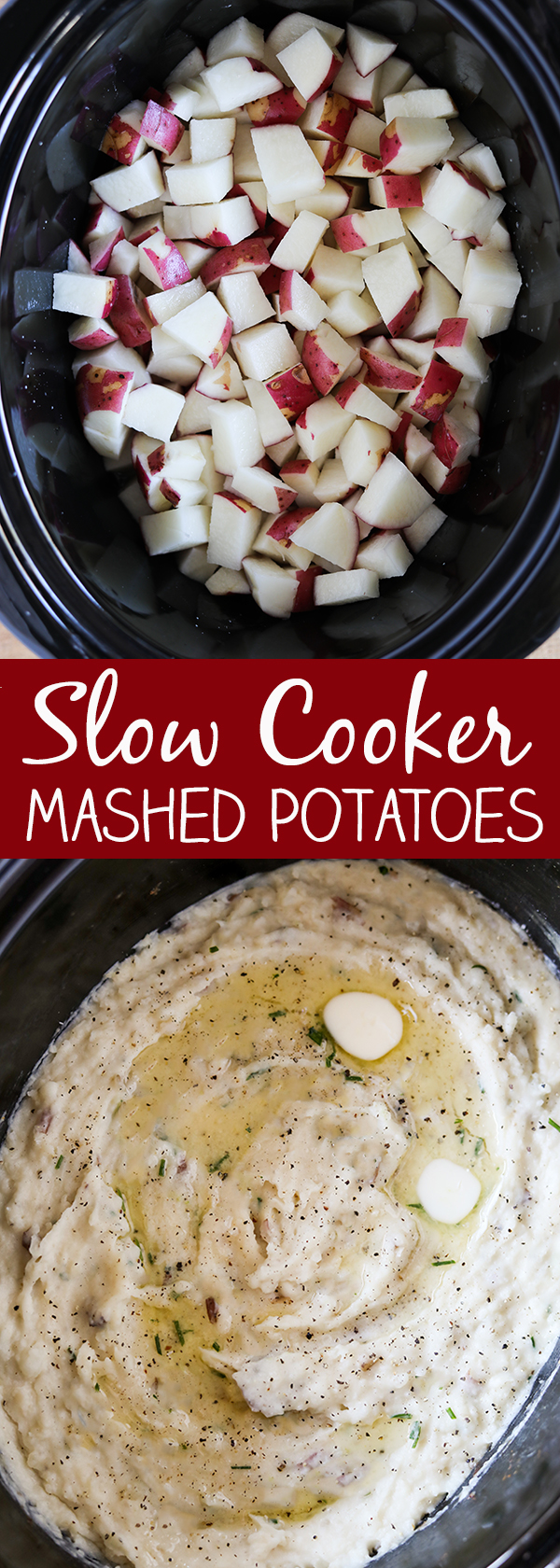 Slow Cooker Mashed Potatoes - easy, no drain mashed potatoes.