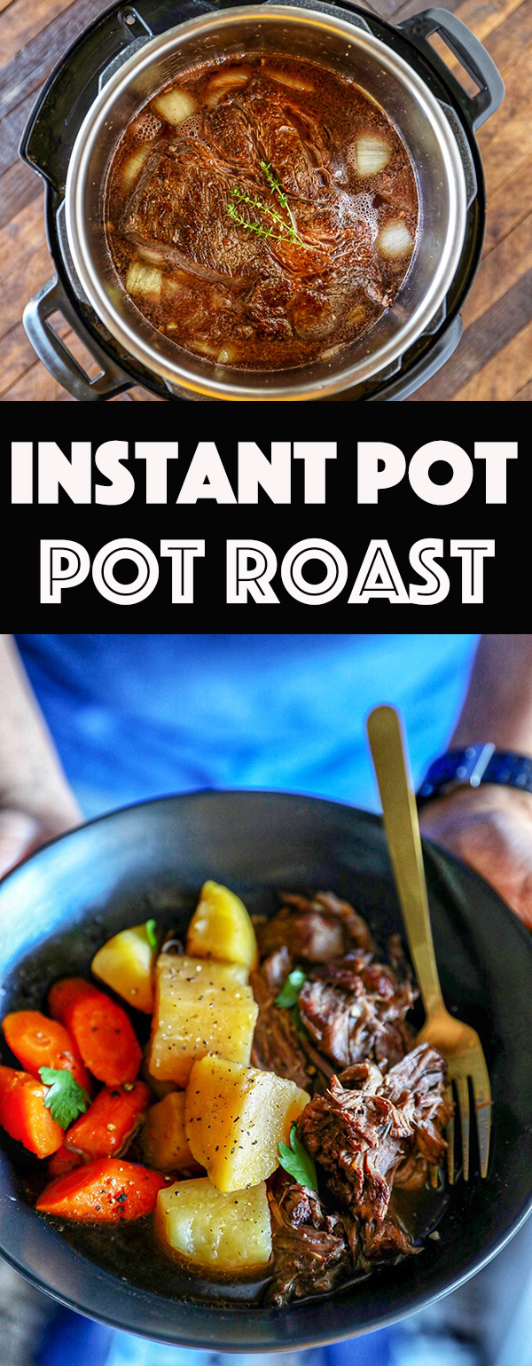 This Instant Pot Pot Roast recipe delivers slow cooked flavor in a fraction of the time. Tender chuck roast is paired with chunks of Yukon gold potatoes and carrots in a flavorful classic pot roast recipe. 