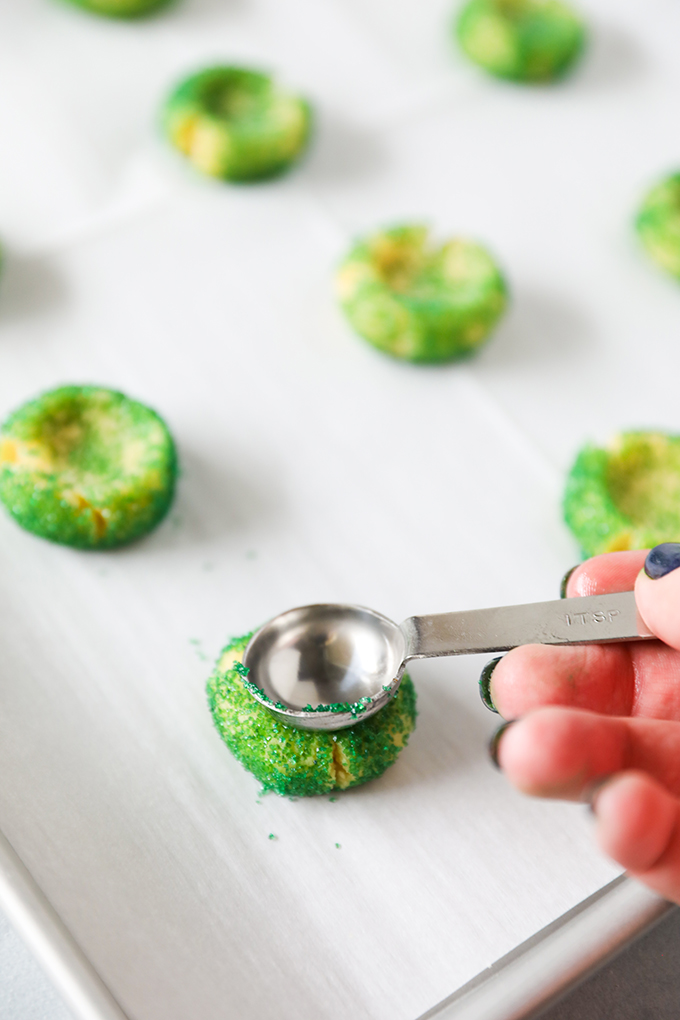 Grinch Cookies - Grinch Inspired Christmas Thumbprint Cookies