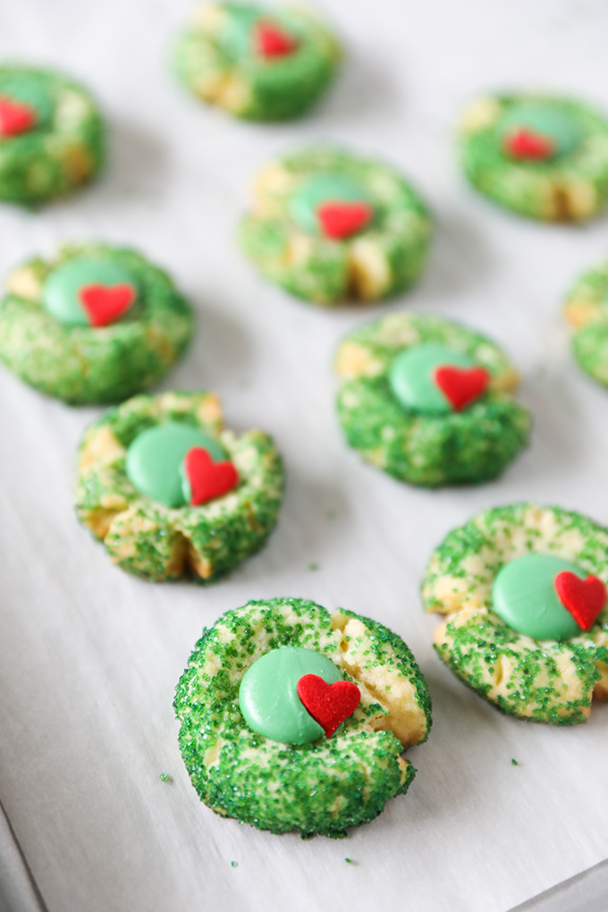 Grinch Cookies - Grinch Inspired Christmas Thumbprint Cookies