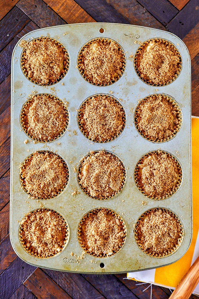 Banana Nut Muffin Batter with Crumb Topping