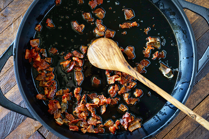 Cooked Bacon In Skillet for Fajitas