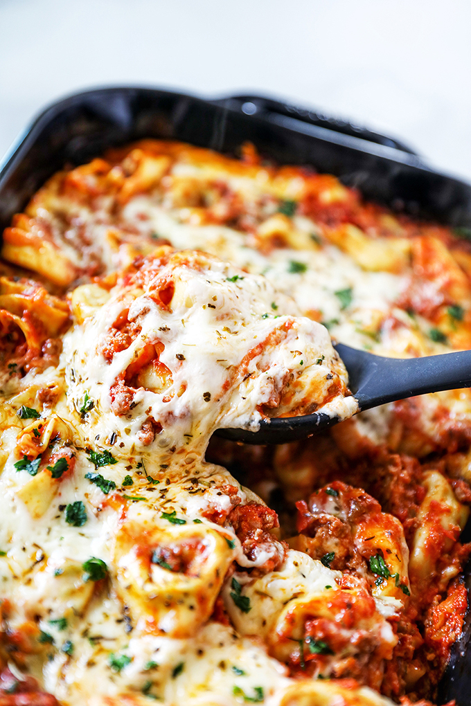 Baked Tortellini with Homemade Meat Sauce