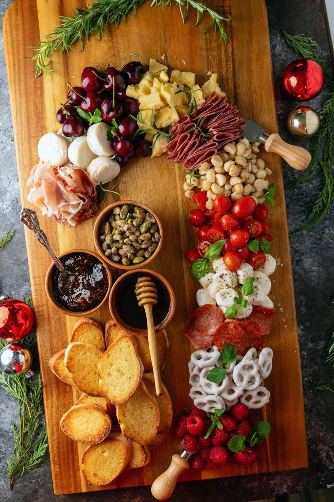 Candy Cane Theme Christmas Charcuterie Board