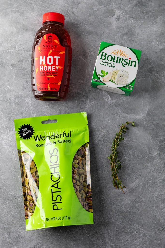 Ingredients for Boursin Cheese and Hot Honey Appetizer
