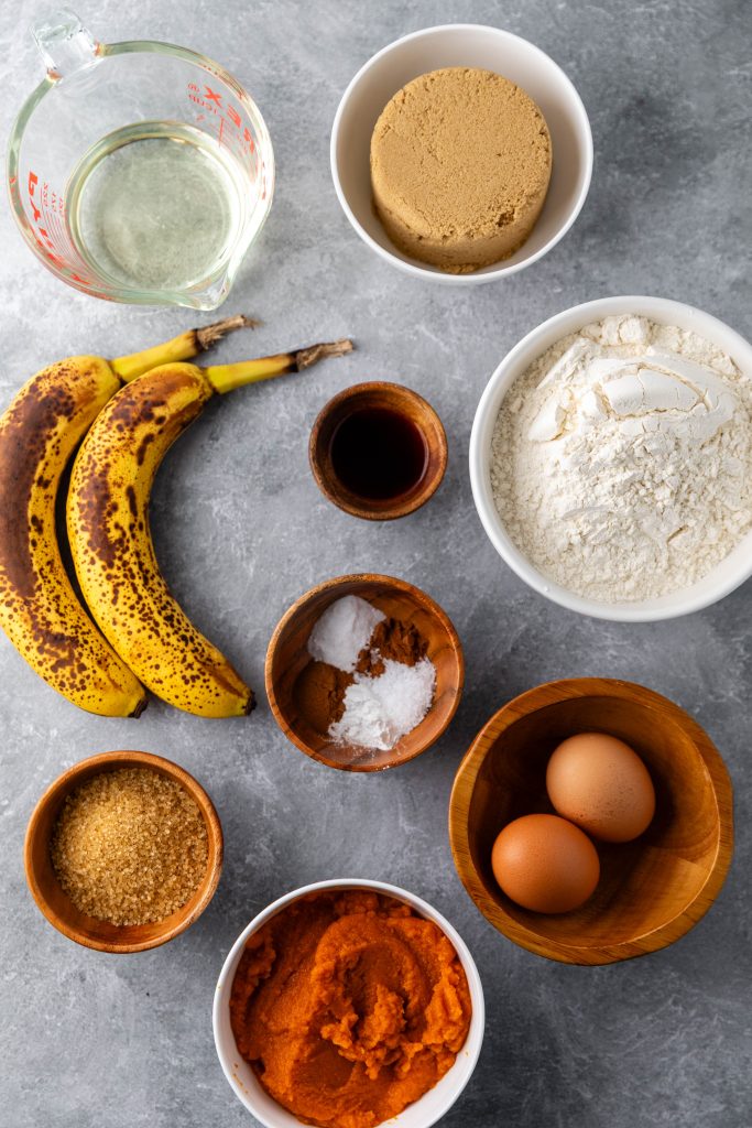 Ingredients for Pumpkin Banana Bread Recipe