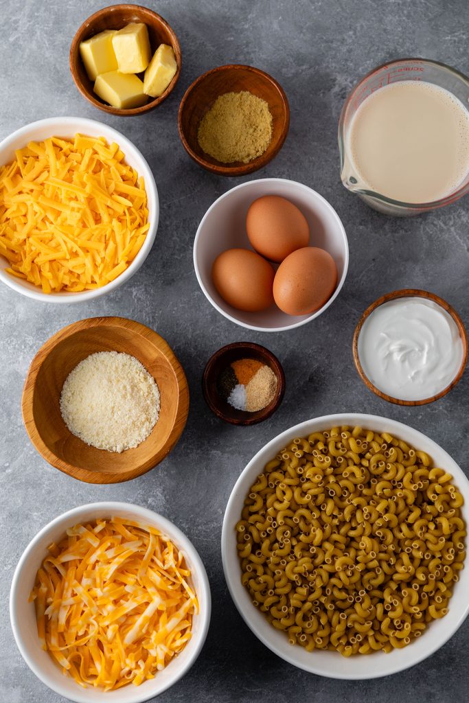 Ingredients for Southern Baked Mac and Cheese