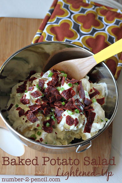 Baked Potato Salad Lightened-Up with Greek Yogurt and Turkey Bacon